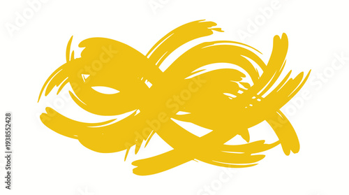 Yellow Brush Stroke Art Design Element.