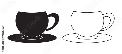 Collection of hand drawn coffee and tea cups in various styles. EPS 10.