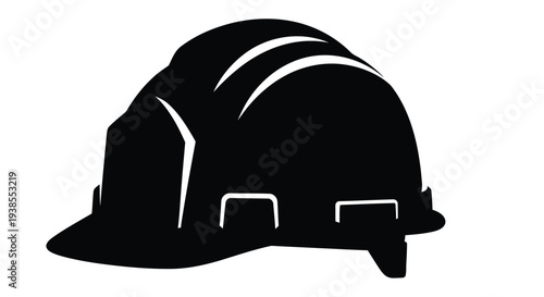 Black silhouette of a construction helmet on a white background