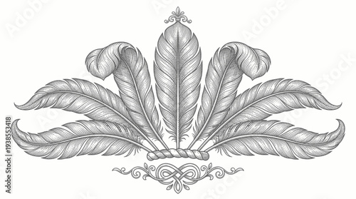 Ornate Feathery Decorative Element Design.