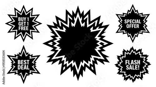 Black and white sale badges.