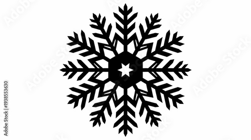 Black Snowflake Winter Weather Symbol Isolated.