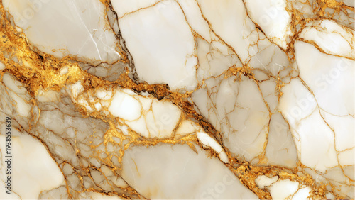White and gold marble texture with golden veins and natural pattern