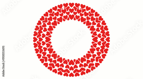 Red heart shapes in circle formation.