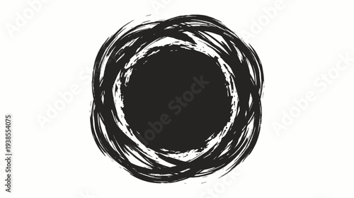 Black Circle Brush Stroke Art Design.