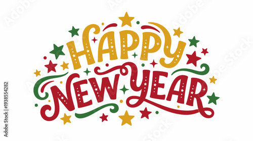 Happy New Year Colorful Text.