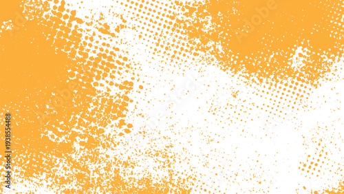 Orange grunge texture with white speckles and distressed effect on transparent background