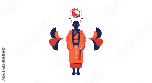 Zen Meditation Monk Illustration - Serenity, Mindfulness, Spiritual Balance