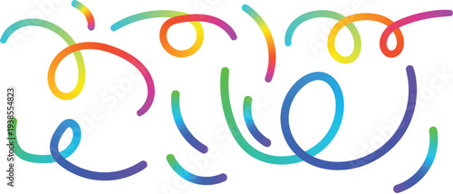 Gradient line vector EPS file, Abstract Gradient Color Shapes Pattern.Rainbow wave line set. Rainbow vector background design. Squiggly vector elements.