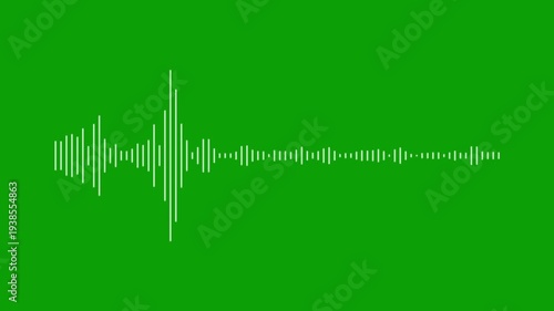 White audio visualization, green screen sound spectrum, podcast frequency motion, digital music equalizer, 4k soundtrack wave, sound line animation, alpha channel effect, audio streaming.