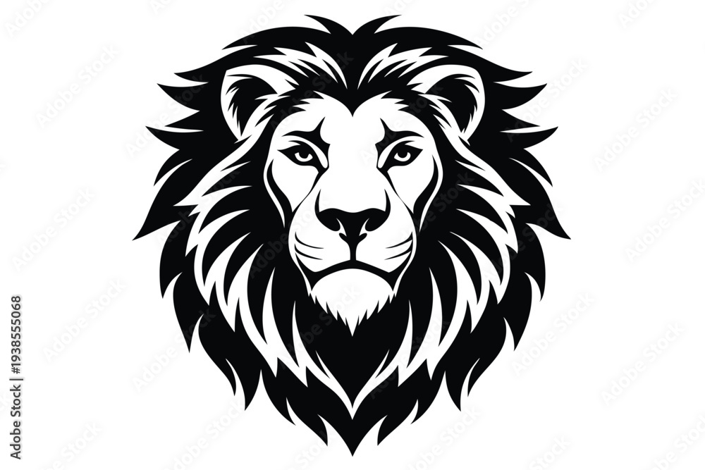 Fototapeta premium lion head silhouette line art vector illustration with a white background
