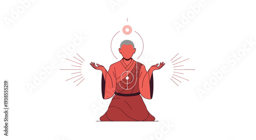Zen Monk Meditating in Lotus Pose, Spiritual Enlightenment, Inner Peace, Mindfulness