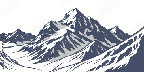 A mountain range with snow on it Vector
