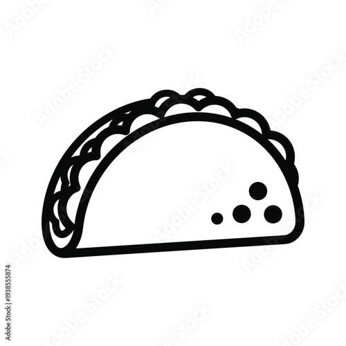 Minimalist Taco and Empanada Line Art Illustration, Simple Mexican Food Icon Vector