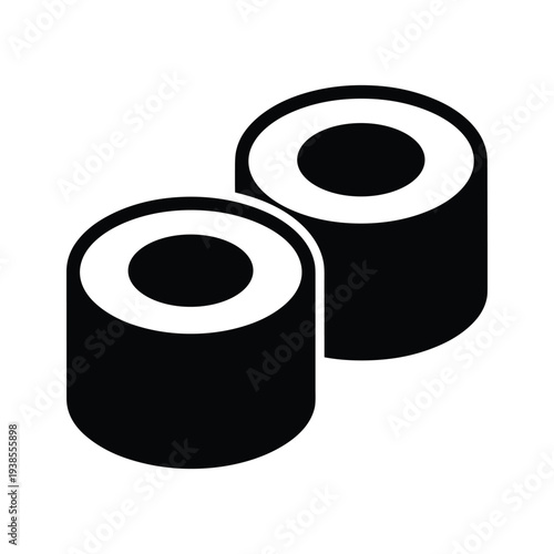Minimalist Black and White Sushi Maki Icon Vector Illustration