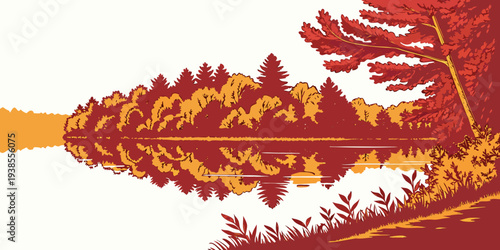 A pixelated image of a tree with a bright sun Vector