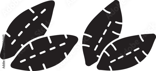 Minimalist Black Leaves Icon Set for Botanical Design Elements and Nature-Themed Graphics