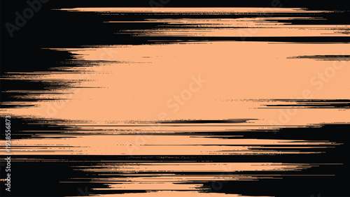 Distressed peach-colored frame with glitch effect on transparent background
