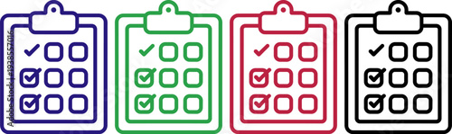 Checklist clipboard icon with checkboxes and tick marks representing task completion survey and project management success
