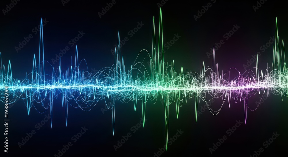 Obraz premium Abstract sound wave visualization with vibrant colors on dark background