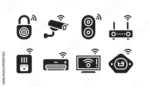Smart home devices icons collection for connected living and internet of things technology