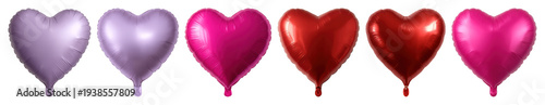 PNG Colorful heart-shaped foil balloons on transparent background