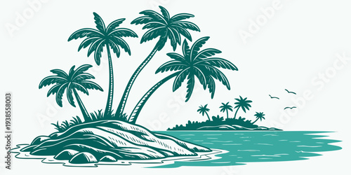 A small island with palm trees in the ocean Vector