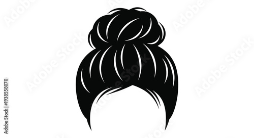 A stylish depiction of a woman s hair styled in a messy bun a popular and casual updo silhouette