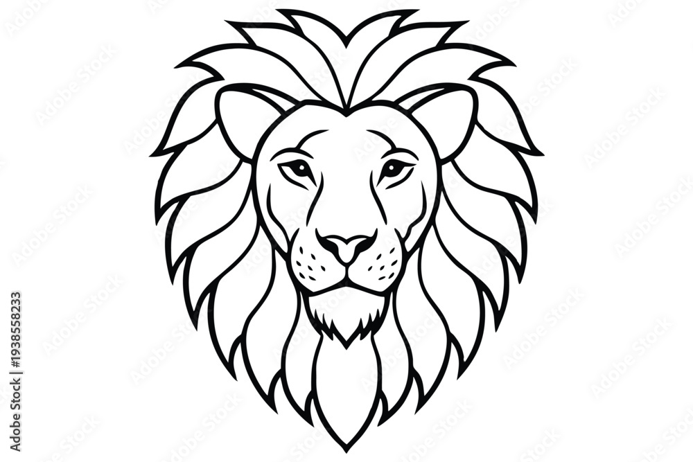 Obraz premium lion head silhouette line art vector illustration with a white background