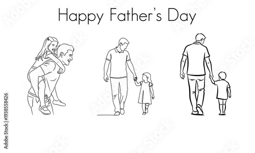 Happy father's day family illustrations and celebrations