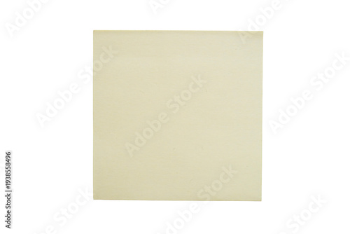 Single blank yellow sticky note isolated on white background communication and reminder concept