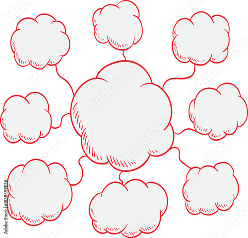 Hand Drawn Cloud Mind Map Diagram Vector