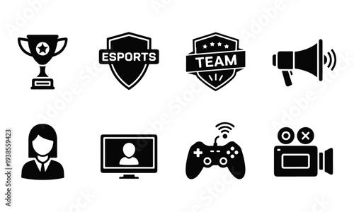 Set of Esports and Gaming Vector Icons Collection for Tournament and Broadcast Design