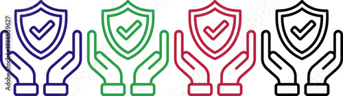 Hands holding shield with checkmark, representing security, assurance, and verified protection
