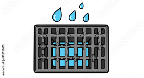 Computer keyboard with water drops falling.