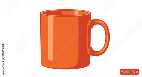 Orange coffee mug with handle.