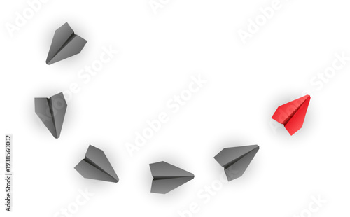 Business team paper plane with leader flying ahead