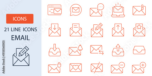 Print. Email icon set vector illustration scalable graphic design for digital communication platforms - editable modern style icon. email envelope icon set for logo. Send and receive email icon set 