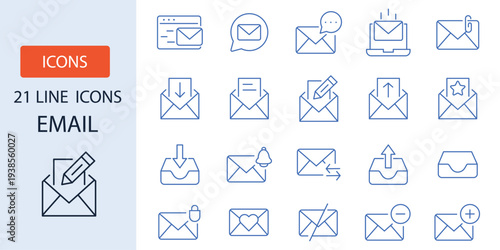 Print. Email icon set vector illustration scalable graphic design for digital communication platforms - editable modern style icon. email envelope icon set for logo. Send and receive email icon set 