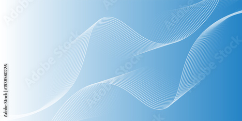 Abstract white wavy glowing lines on a blue background. Futuristic digital high-technology pattern. Health Care concept. Vector illustration