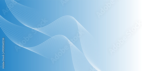 Abstract white wavy glowing lines on a blue background. Futuristic digital high-technology pattern. Health Care concept. Vector illustration