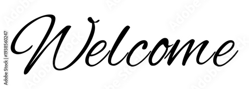 Elegant script lettering design for welcome sign inside black stroke border (free font)