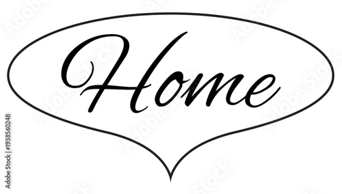 Handwritten elegant home lettering inside minimal black stroke border line (free font)