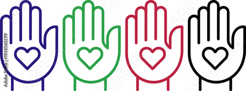 Open hands with heart symbol love kindness compassion generosity giving help support care charity kindness empathy