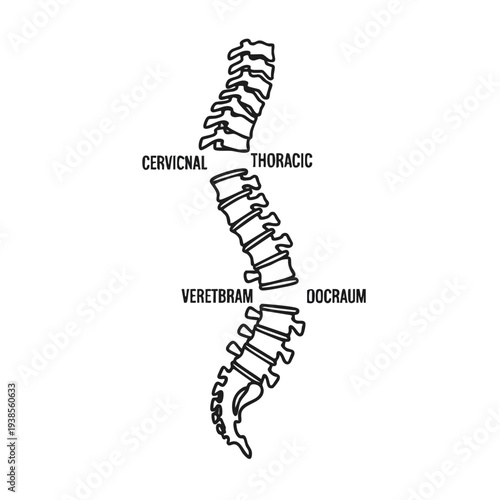 Detailed illustration of human spine anatomy highlighting cervical thoracic vertebrae and coccyx structure from a posterior viewpoint