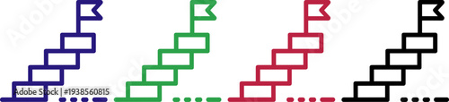 Stairs with flag progress growth success steps achievement goals upward journey ambition development progress journey