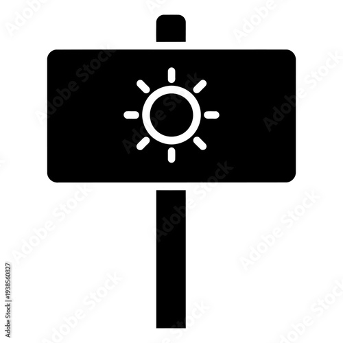 Sun Signboard Icon Glyph Vector Illustration for Summer and Weather Applications