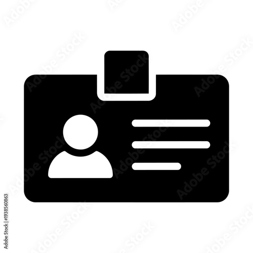 ID card icon black silhouette badge symbol for identification and security