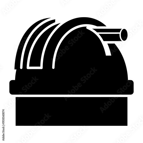 Astronomical observatory icon silhouette with telescope