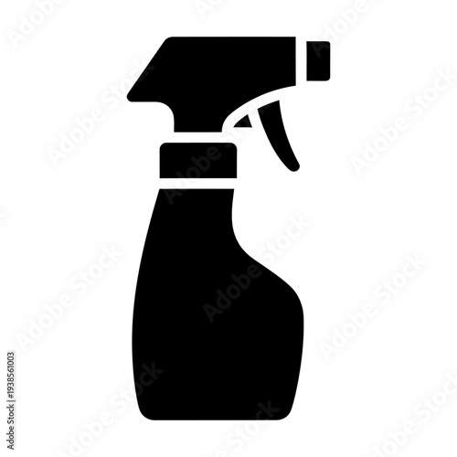 Spray bottle icon black silhouette for cleaning and gardening isolated on white background